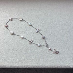 Baroque Freshwater Pearl & Sterling Silver Toggle Necklace, Blush Lavender